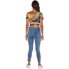 Short Sleeve Square Neckline Crop Top  