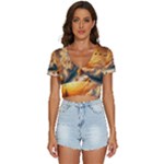 Nature Storm Painting V-Neck Crop Top
