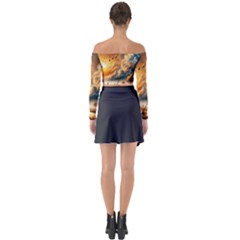 Long Sleeve Off Shoulder Crop Top 
