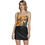 Nature Storm Painting Flowy Camisole Tie Up Top