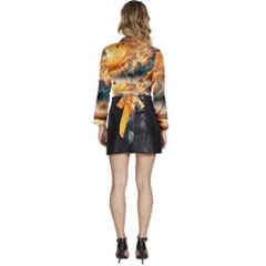 Long Sleeve Tie Back Satin Wrap Top 
