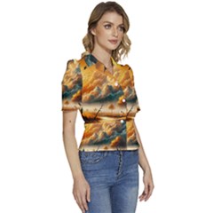 Puffed Short Sleeve Button Up Jacket 