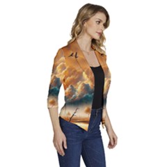 Women s Draped Front 3/4 Sleeve Shawl Collar Jacket 