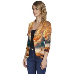 Women s One-Button 3/4 Sleeve Short Jacket 