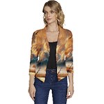 Nature Storm Painting Women s Casual 3/4 Sleeve Spring Jacket