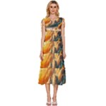 Nature Storm Painting V-Neck Drawstring Shoulder Sleeveless Maxi Dress