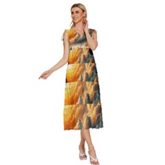 V-Neck Drawstring Shoulder Sleeveless Maxi Dress 