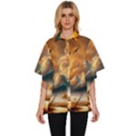 Nature Storm Painting Women s Batwing Button Up Shirt