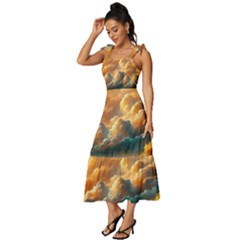 Tie-Strap Tiered Midi Chiffon Dress 