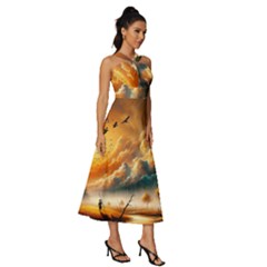 Sleeveless Cross Front Cocktail Midi Chiffon Dress 