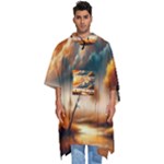 Nature Storm Painting Men s Hooded Rain Ponchos