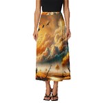 Nature Storm Painting Classic Midi Chiffon Skirt