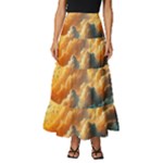 Nature Storm Painting Tiered Ruffle Maxi Skirt