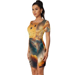 Fitted Knot Split End Bodycon Dress 