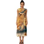 Nature Storm Painting Sleeveless Round Neck Midi Dress