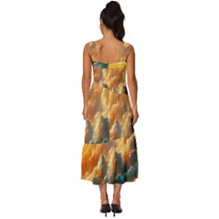 Square Neckline Tiered Midi Dress 