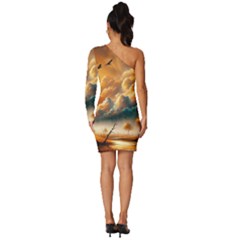 Long Sleeve One Shoulder Mini Dress 