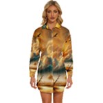 Nature Storm Painting Womens Long Sleeve Shirt Dress