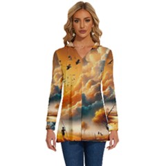 Long Sleeve Drawstring Hooded Top 