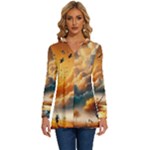 Nature Storm Painting Long Sleeve Drawstring Hooded Top