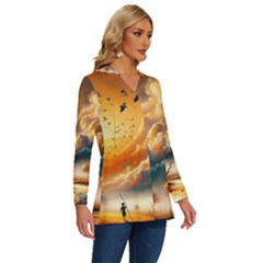 Long Sleeve Drawstring Hooded Top 