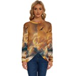 Nature Storm Painting Long Sleeve Crew Neck Pullover Top