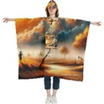 Nature Storm Painting Women s Hooded Rain Ponchos