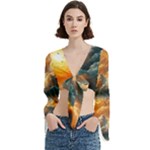 Nature Storm Painting Trumpet Sleeve Cropped Top
