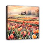 Tulips Field Tree Mini Canvas 6  x 6  (Stretched)