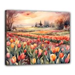 Tulips Field Tree Canvas 20  x 16  (Stretched)