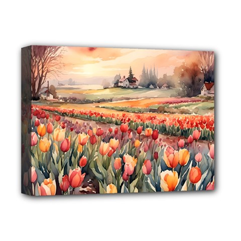Tulips Field Tree Deluxe Canvas 16  x 12  (Stretched)  from ArtsNow.com