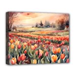 Tulips Field Tree Deluxe Canvas 20  x 16  (Stretched)