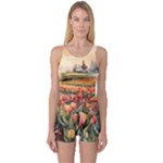 Tulips Field Tree One Piece Boyleg Swimsuit