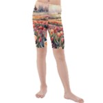 Tulips Field Tree Kids  Mid Length Swim Shorts