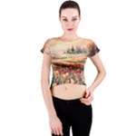 Tulips Field Tree Crew Neck Crop Top