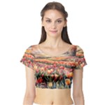 Tulips Field Tree Short Sleeve Crop Top