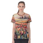 Tulips Field Tree Women s Cotton T-Shirt