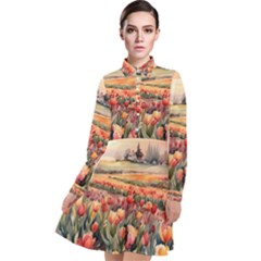 Long Sleeve Chiffon Shirt Dress 