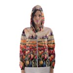 Tulips Field Tree Women s Hooded Windbreaker