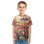Tulips Field Tree Kids  Sport Mesh T-Shirt