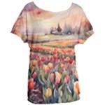 Tulips Field Tree Women s Oversized T-Shirt