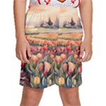 Tulips Field Tree Kids  Basketball Shorts