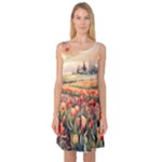 Tulips Field Tree Sleeveless Satin Nightdress