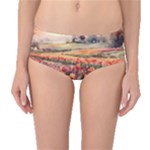 Tulips Field Tree Mid-Waist Bikini Bottoms