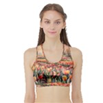 Tulips Field Tree Sports Bra with Border