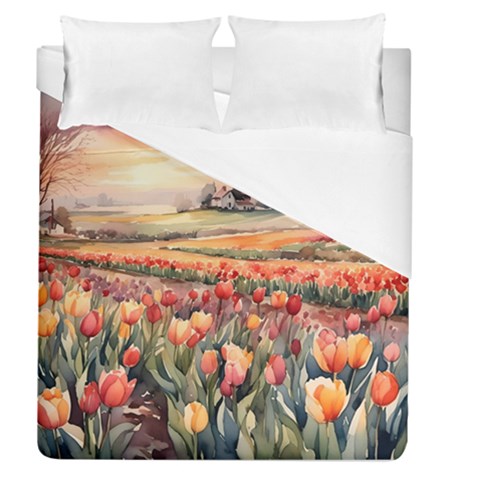Tulips Field Tree Duvet Cover (Queen Size) from ArtsNow.com