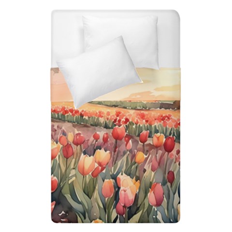 Tulips Field Tree Duvet Cover Double Side (Single Size) from ArtsNow.com