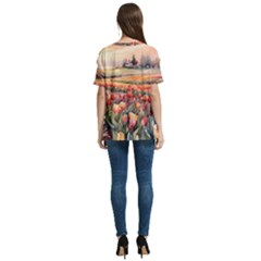 V-Neck Split Shoulder Casual T-Shirt 