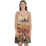 Tulips Field Tree Mini Camis Dress With Pockets