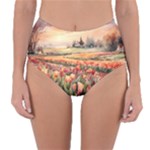 Tulips Field Tree Reversible High-Waist Bikini Bottoms